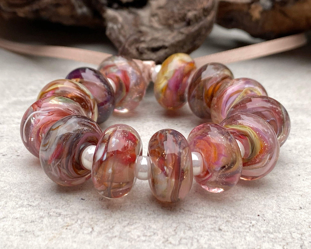 pink lampwork beads