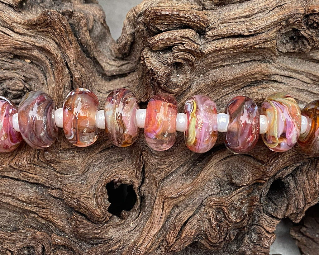 pink lampwork beads