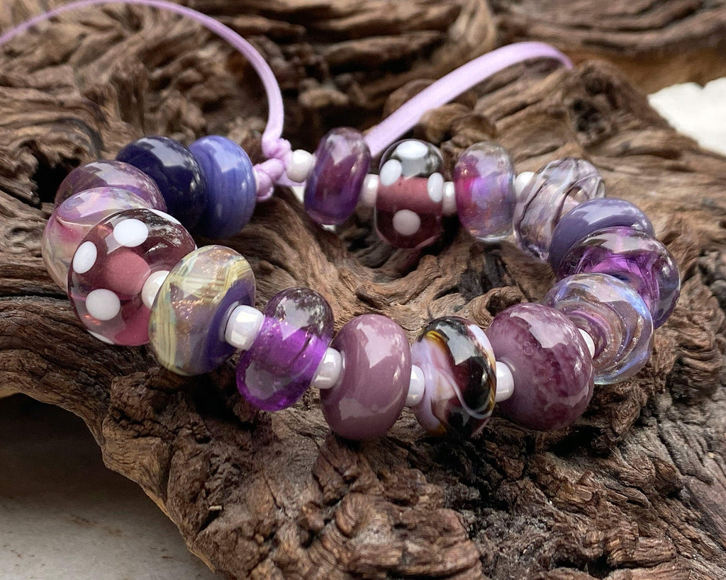 purple mix lampwork beads