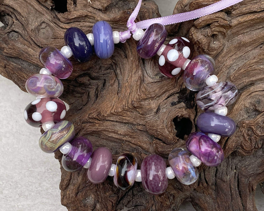 purple mix lampwork beads