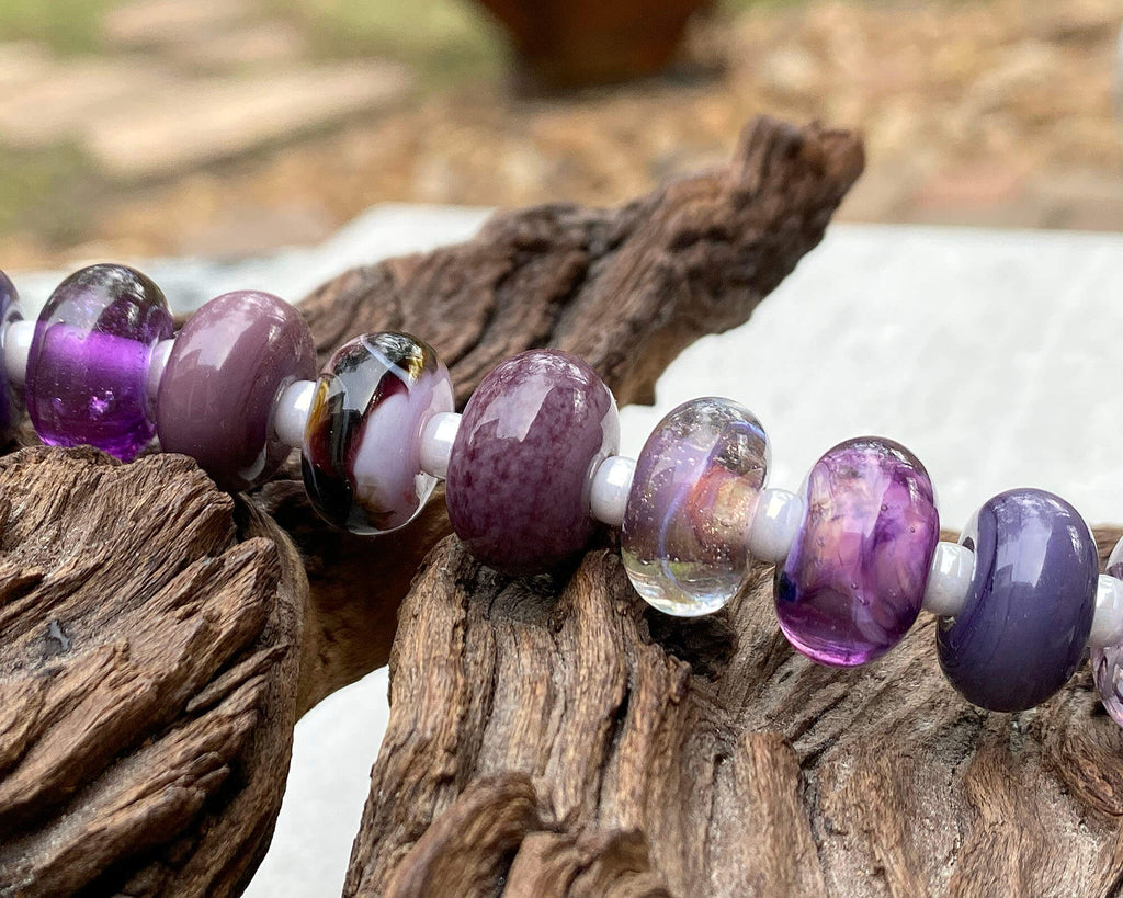 purple mix lampwork beads