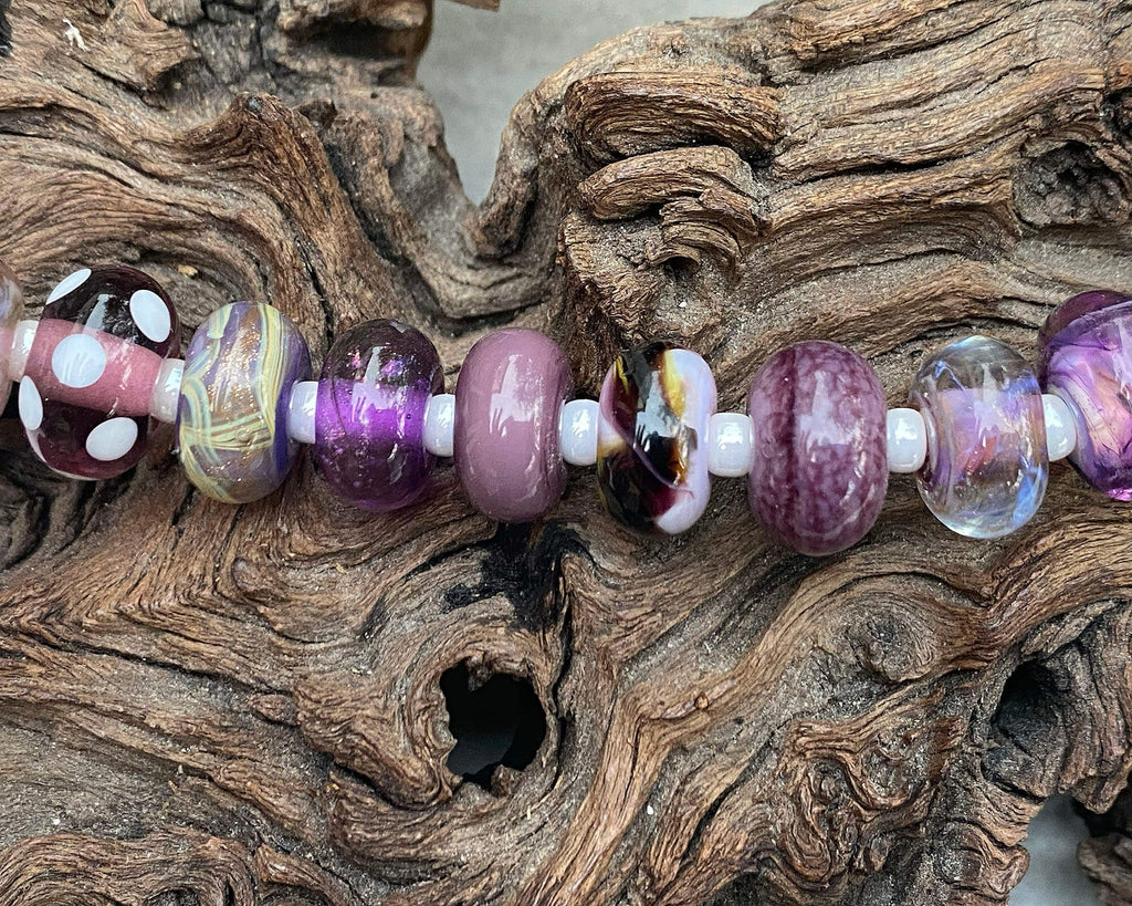 purple mix lampwork beads