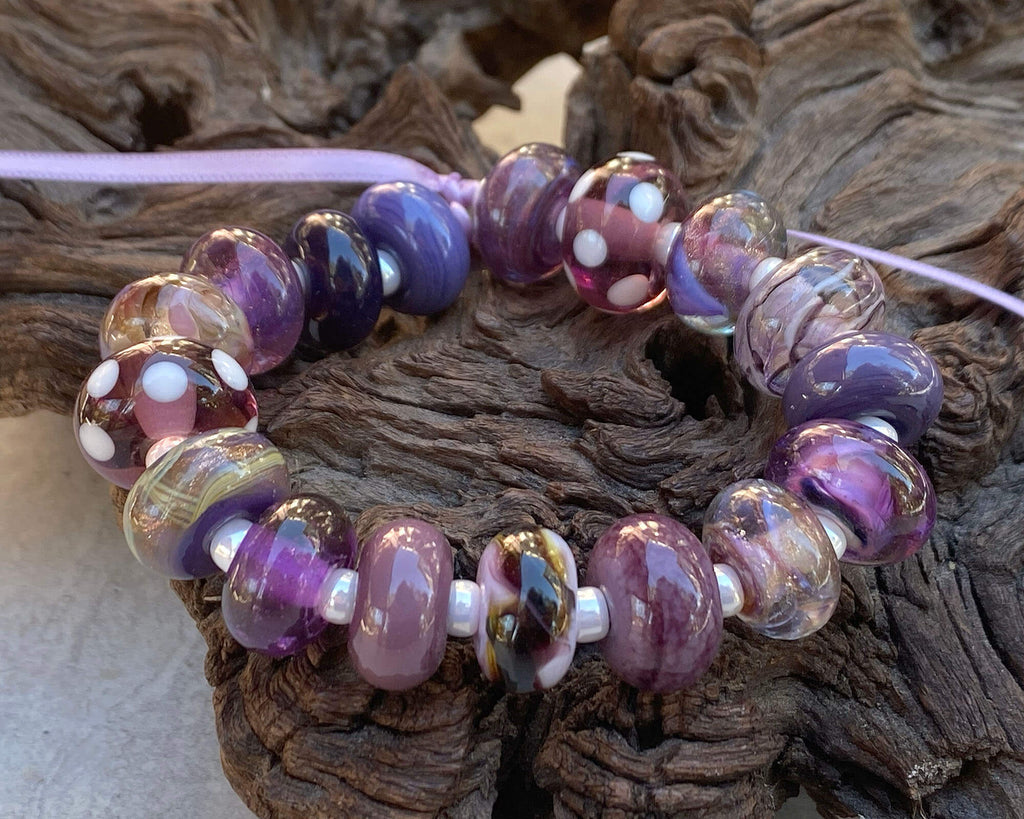 purple mix lampwork beads
