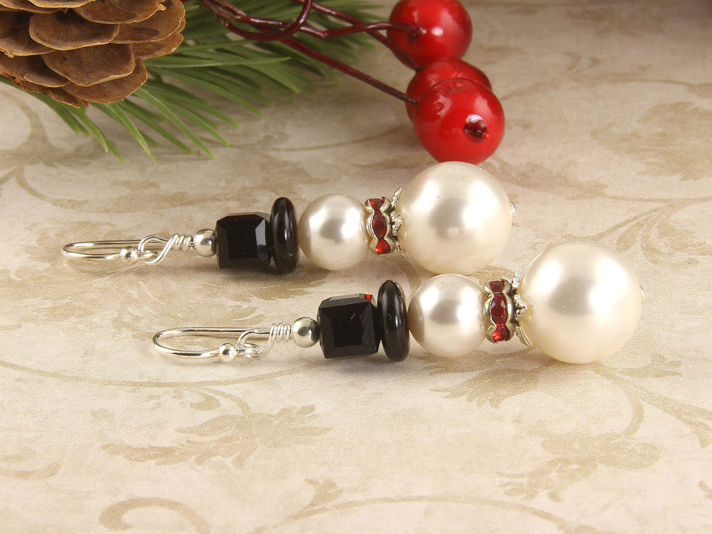 snowman christmas earrings