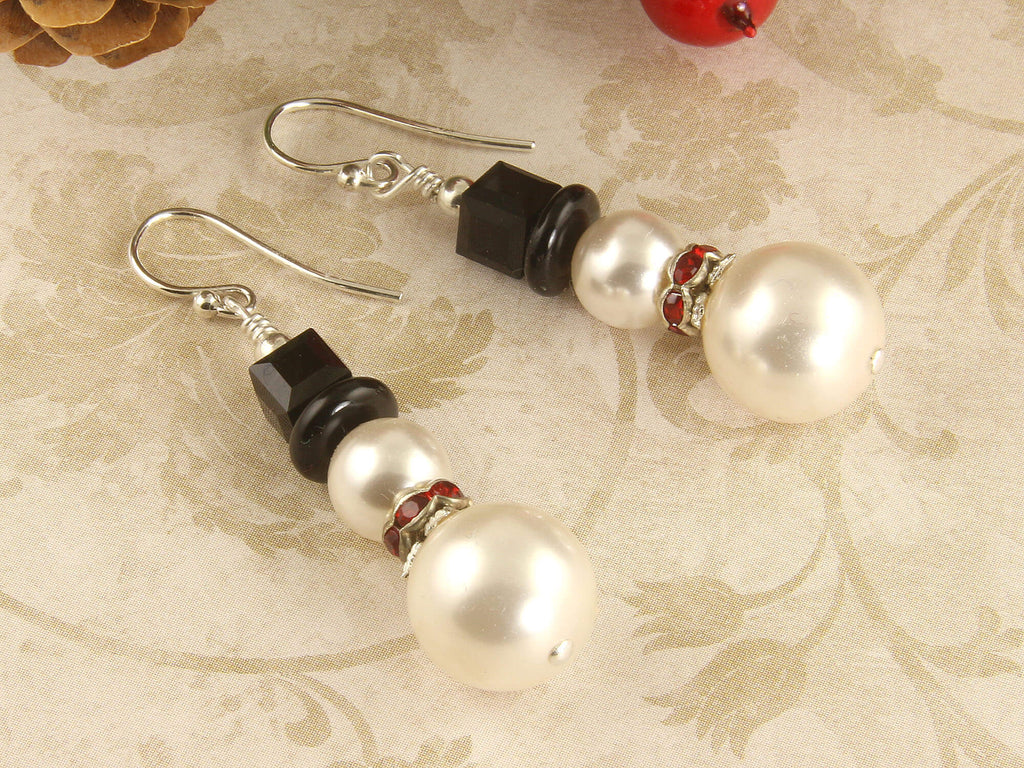 handcrafted snowman christmas earrings
