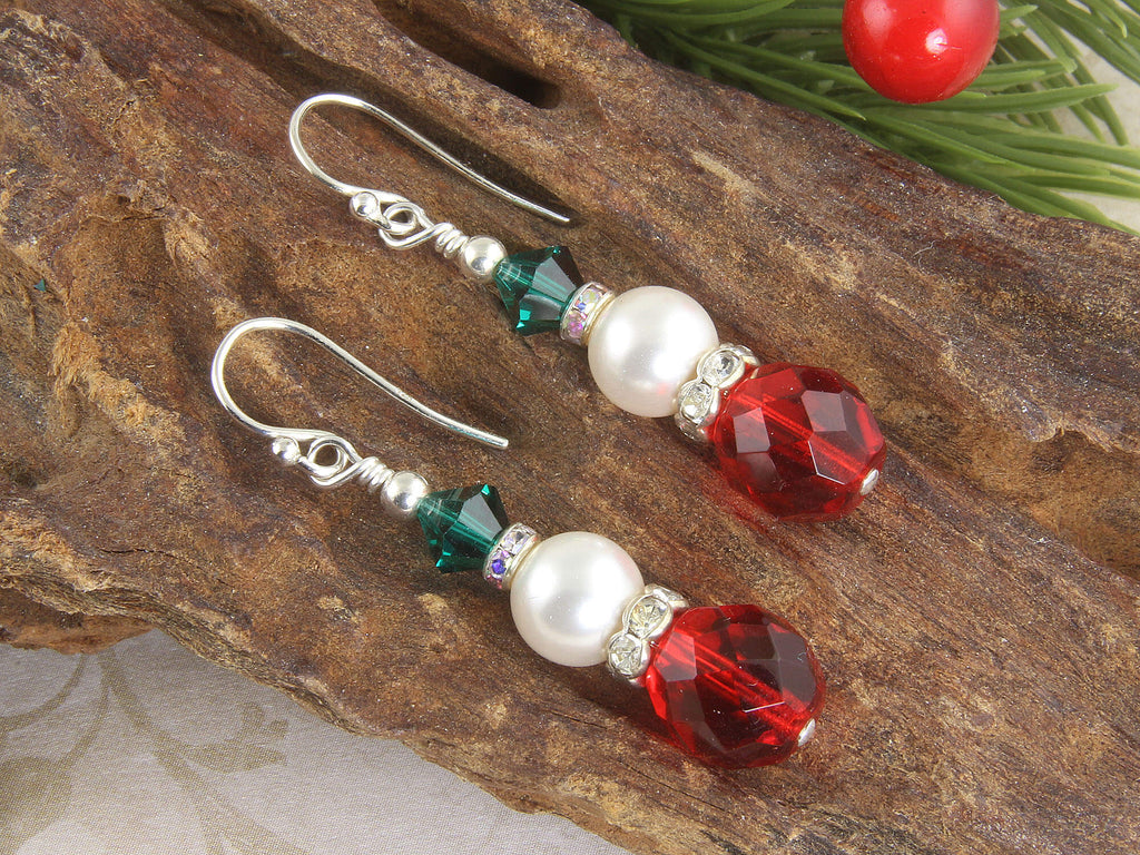 red green christmas earrings