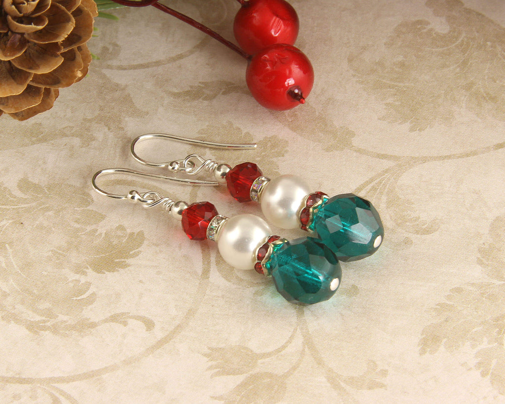 green red christmas earrings