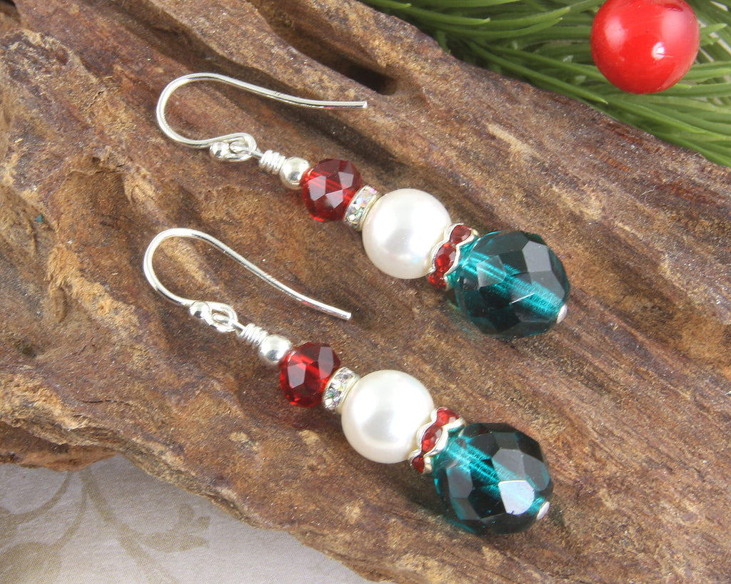 green red christmas earrings