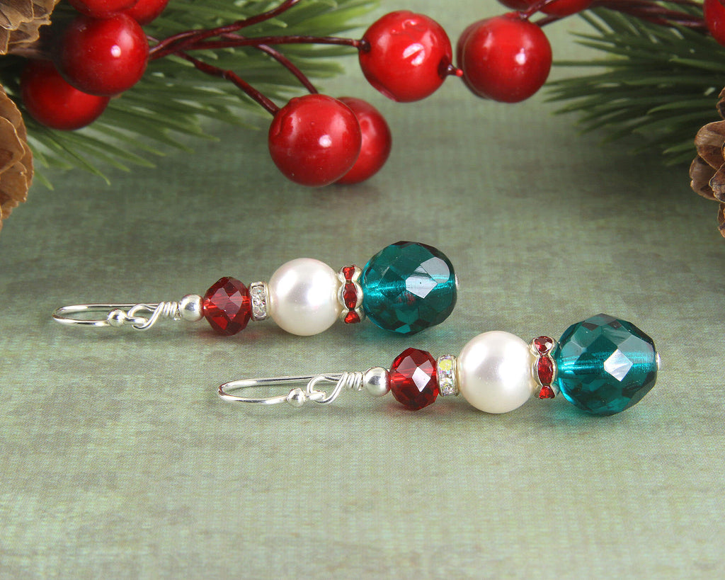 green red christmas earrings