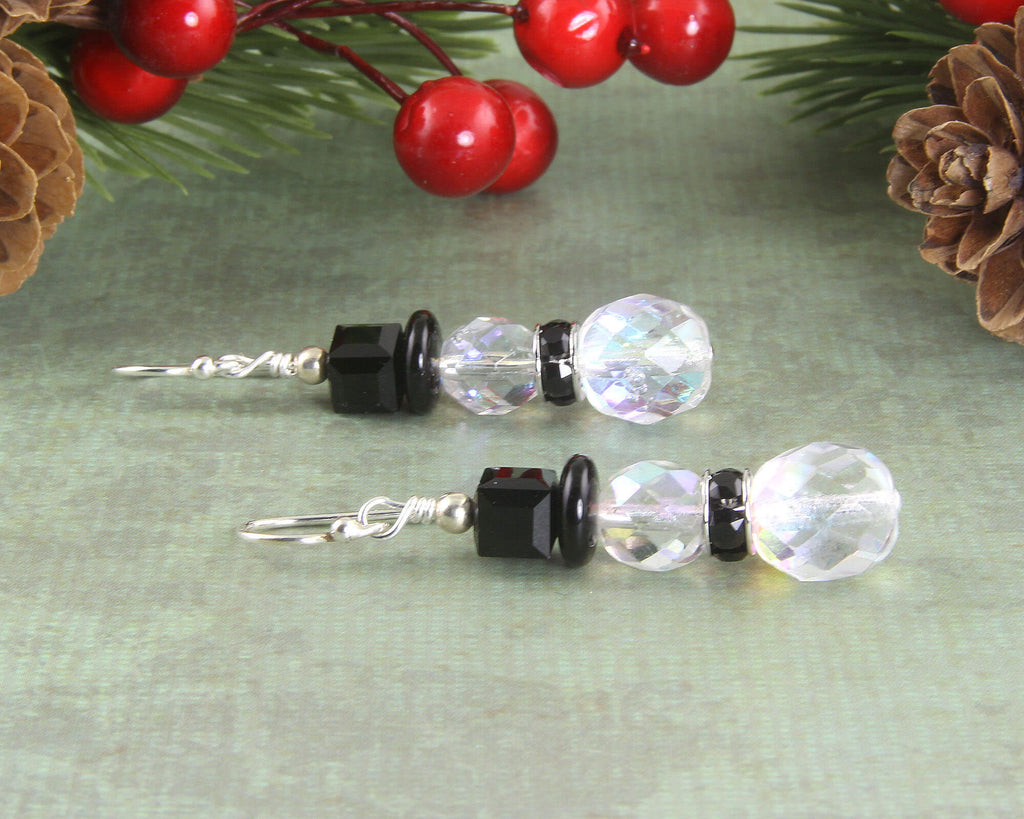 snowman christmas earrings