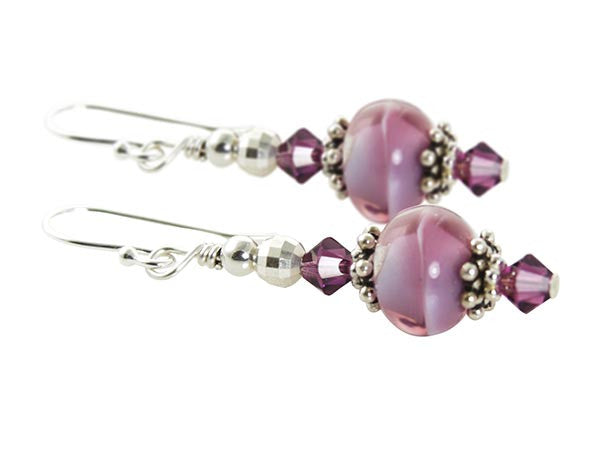 Amethyst Swirls Lampwork Earrings - SWCreations
