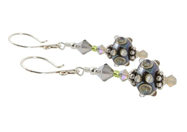 Sand Green Lampwork Glass Earrings - SWCreations
