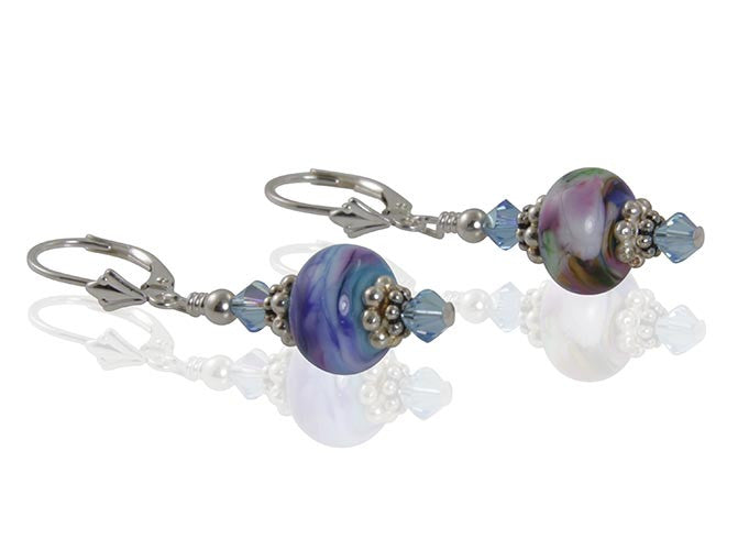 Sunset Swirls Lampwork Bead Earrings - SWCreations
