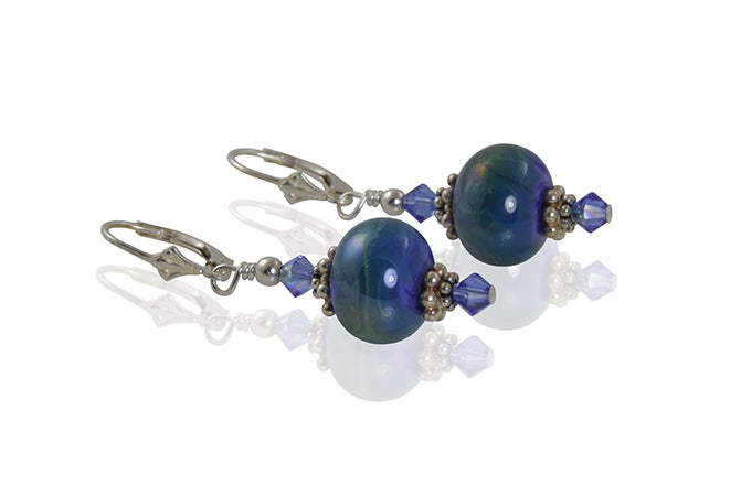 Oasis Blue Green Lampwork Earrings - SWCreations
