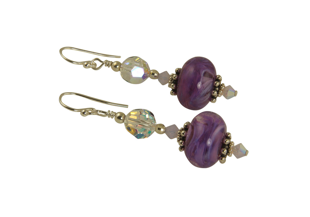 purple lampwork earrings