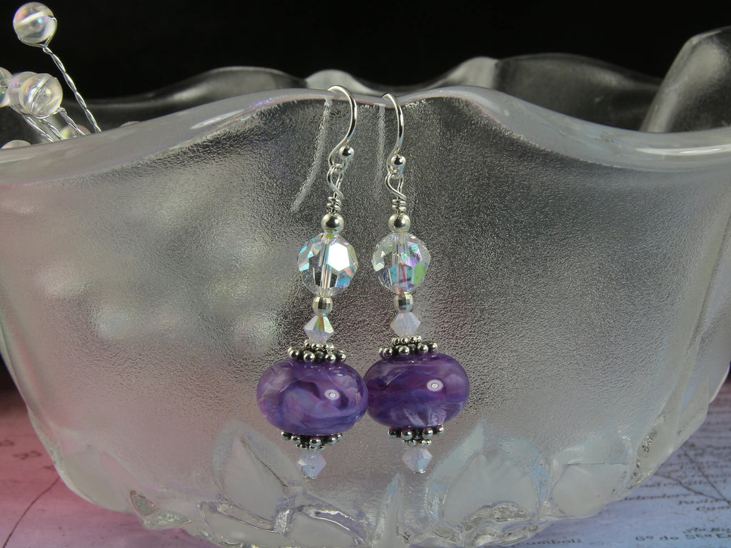 purple lampwork earrings