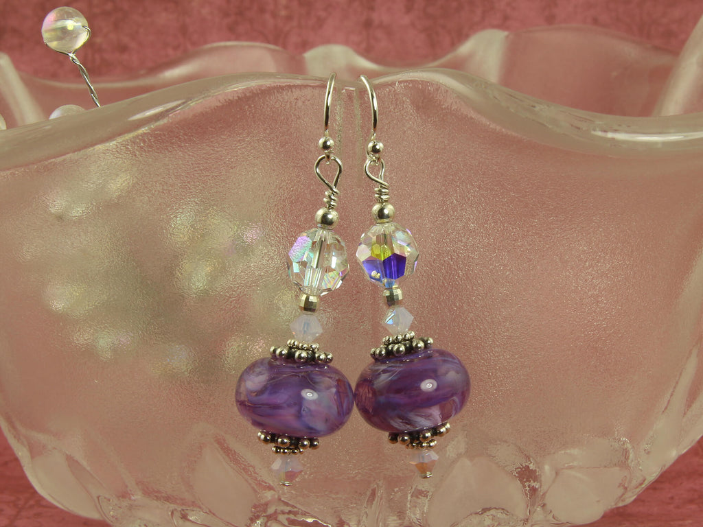 purple lampwork earrings