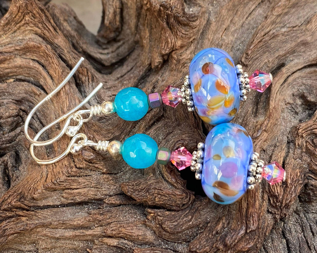 blue lampwork earrings