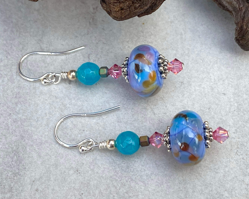 blue lampwork earrings