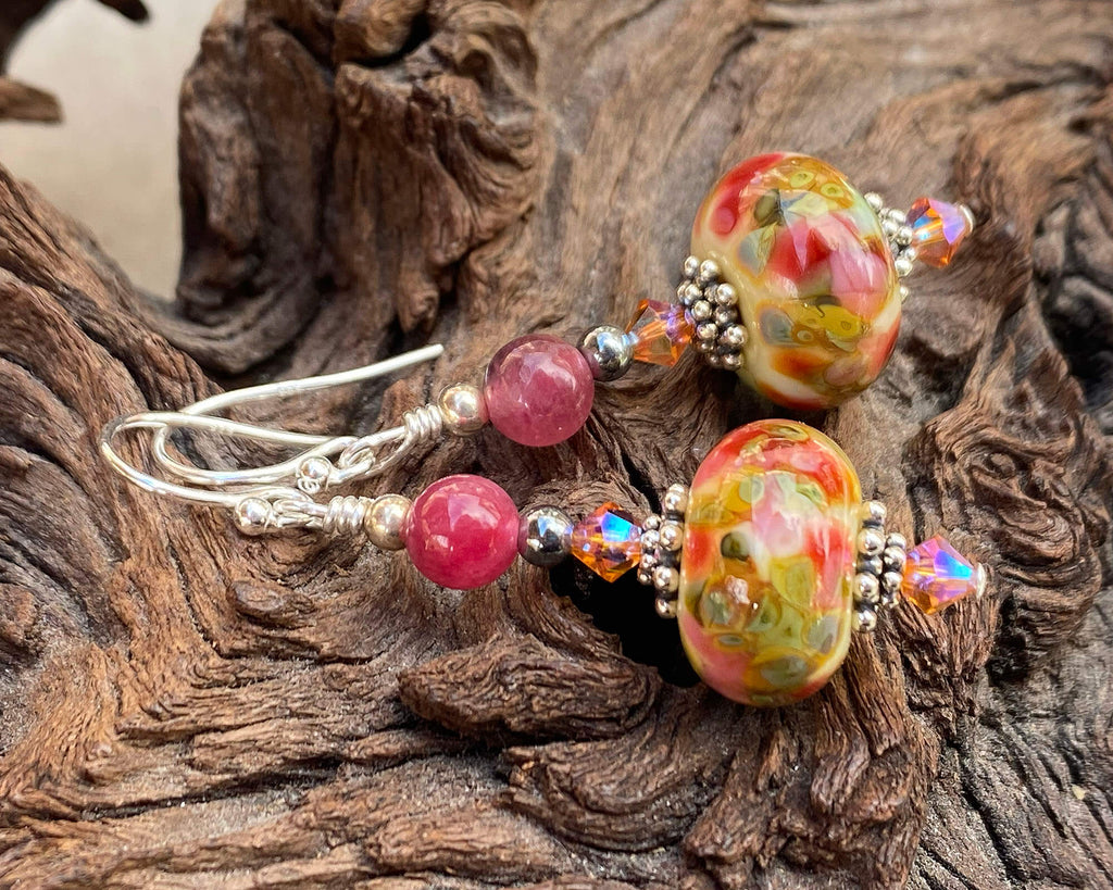 yellow lampwork earrings