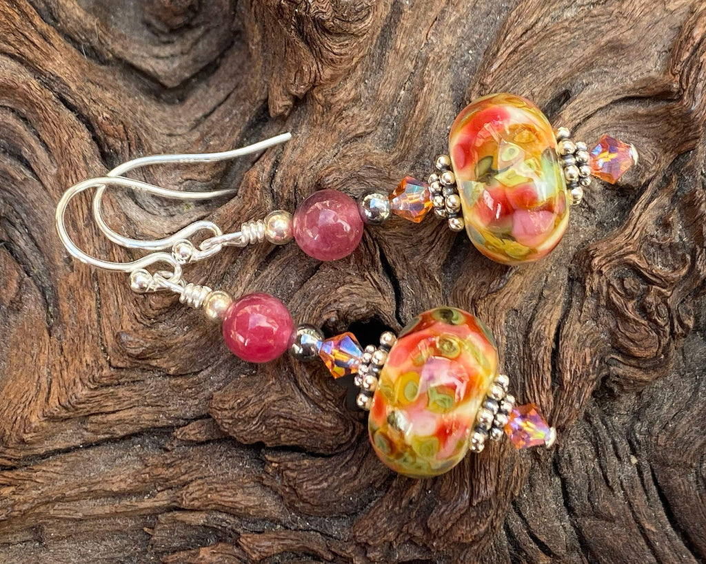 yellow lampwork earrings