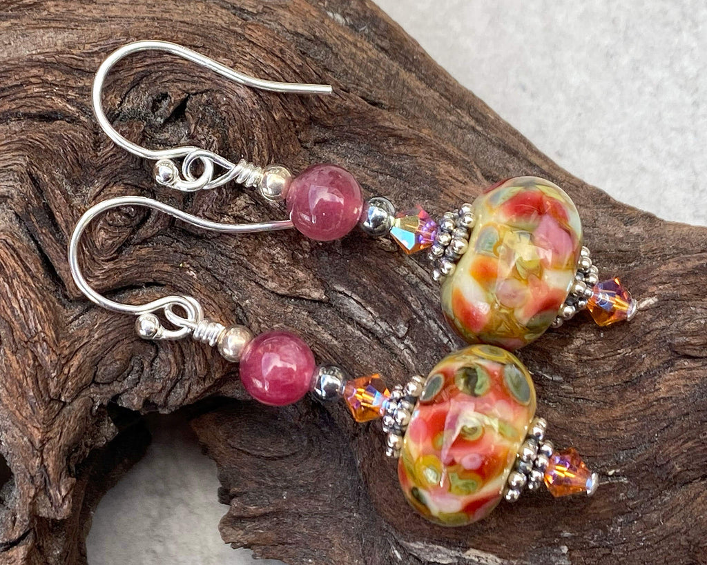 yellow lampwork earrings
