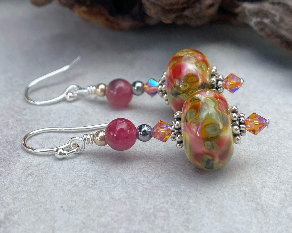 yellow lampwork earrings
