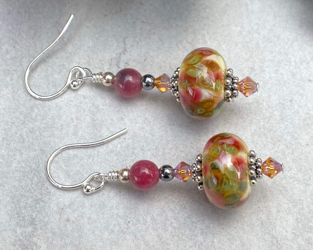 yellow lampwork earrings
