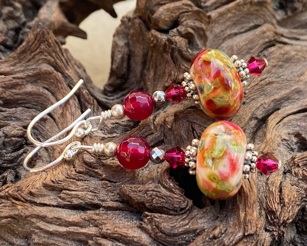 red lampwork earrings