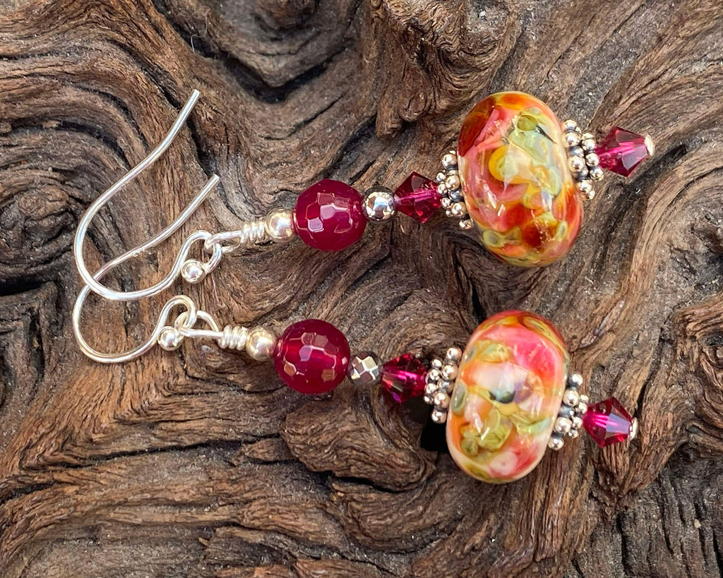 red lampwork earrings