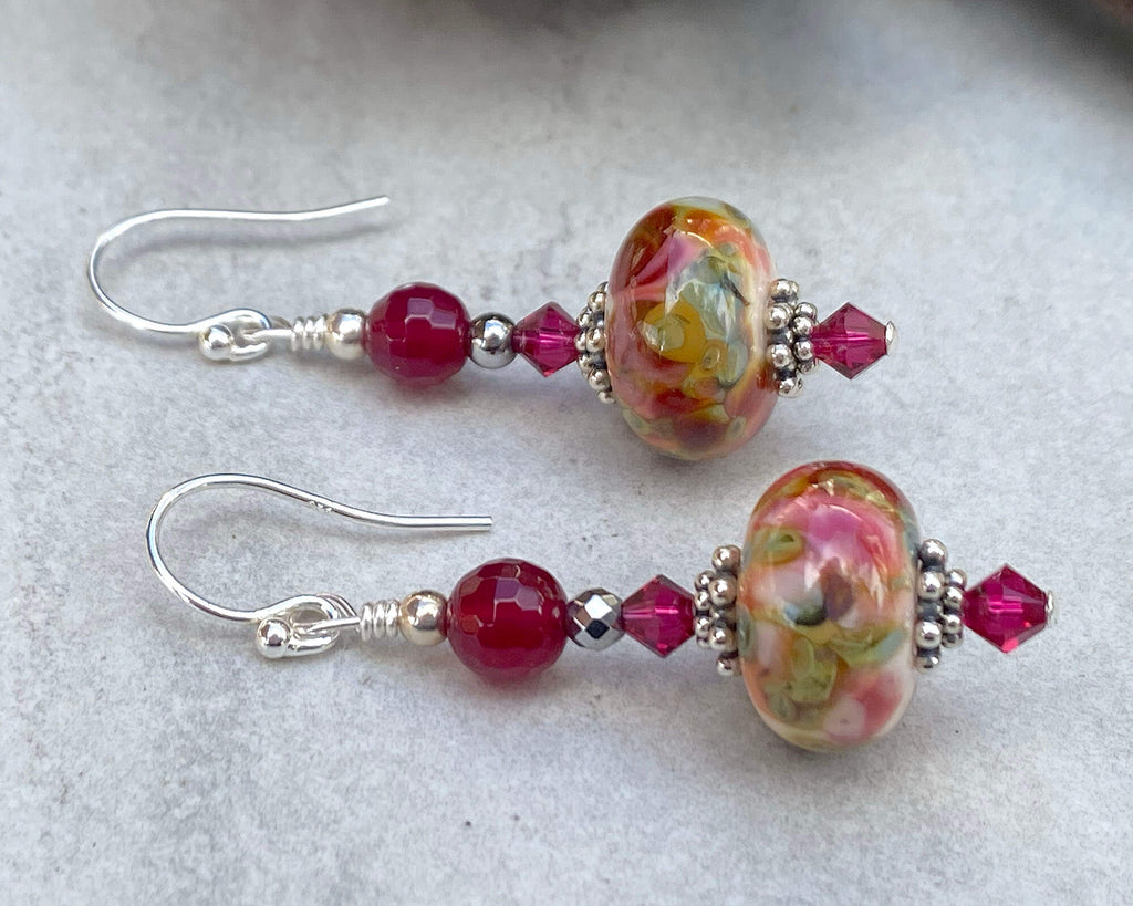 red lampwork earrings