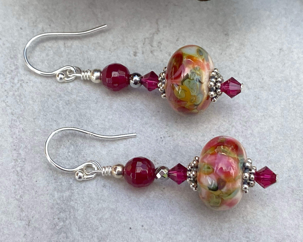 red lampwork earrings