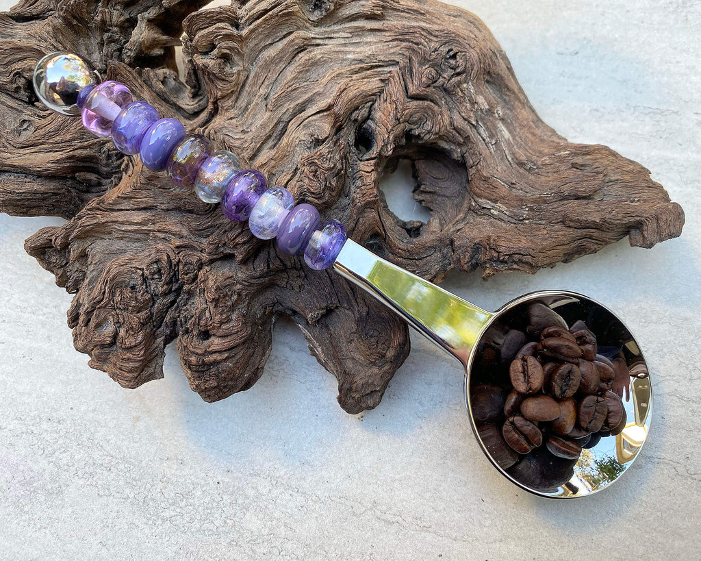 purple lampwork coffee scoop