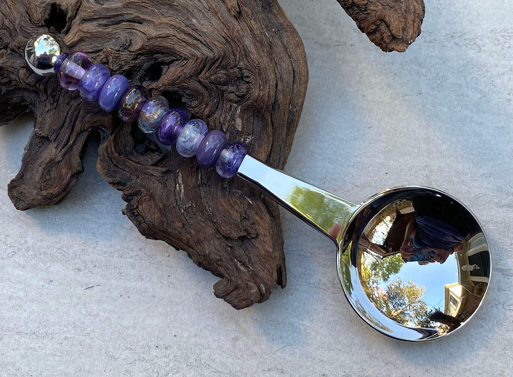 purple lampwork coffee scoop