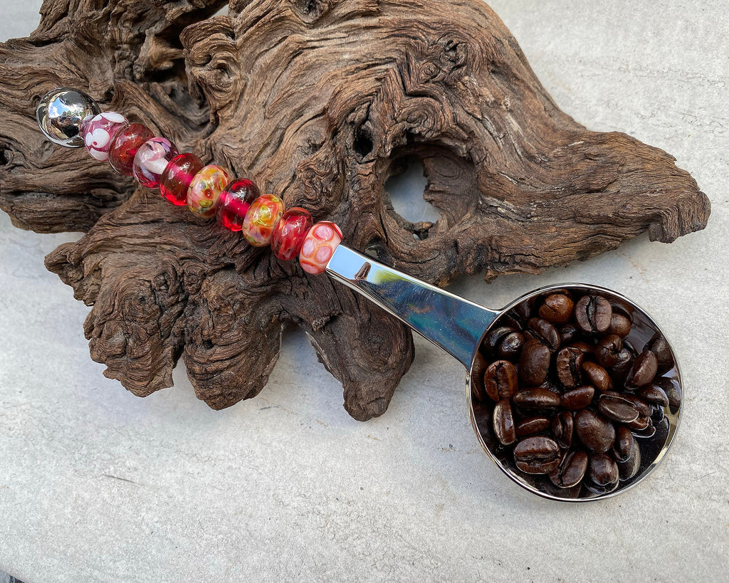 red lampwork coffee scoop