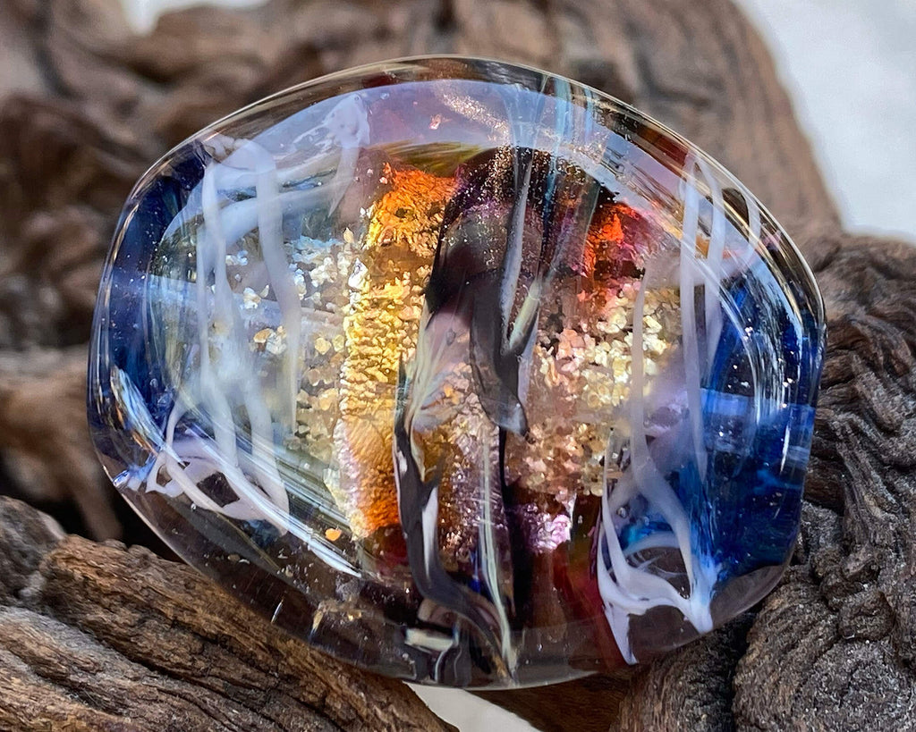 blue gold focal bead