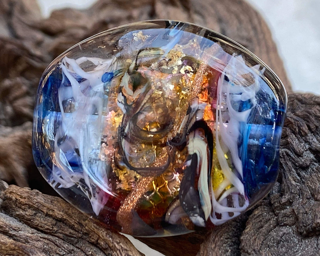 blue gold focal bead