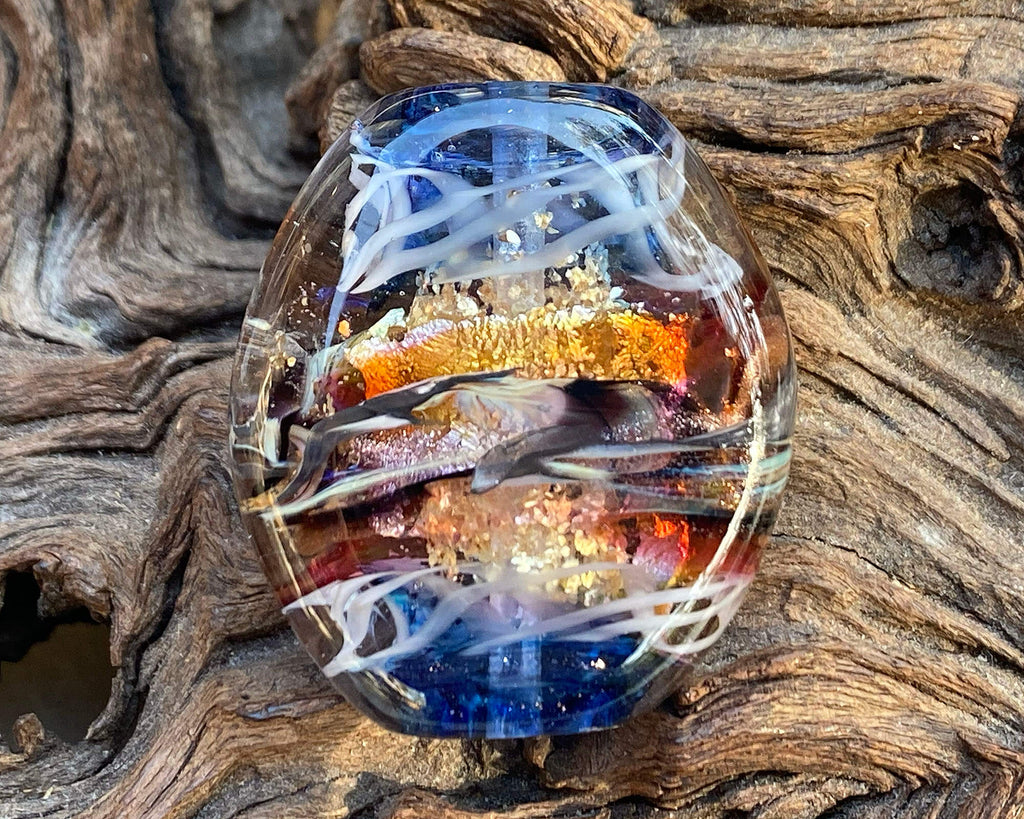 blue gold focal bead