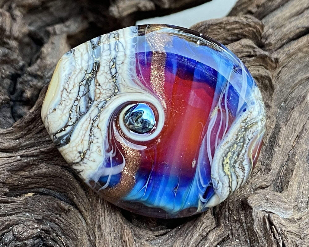 blue lampwork focal bead