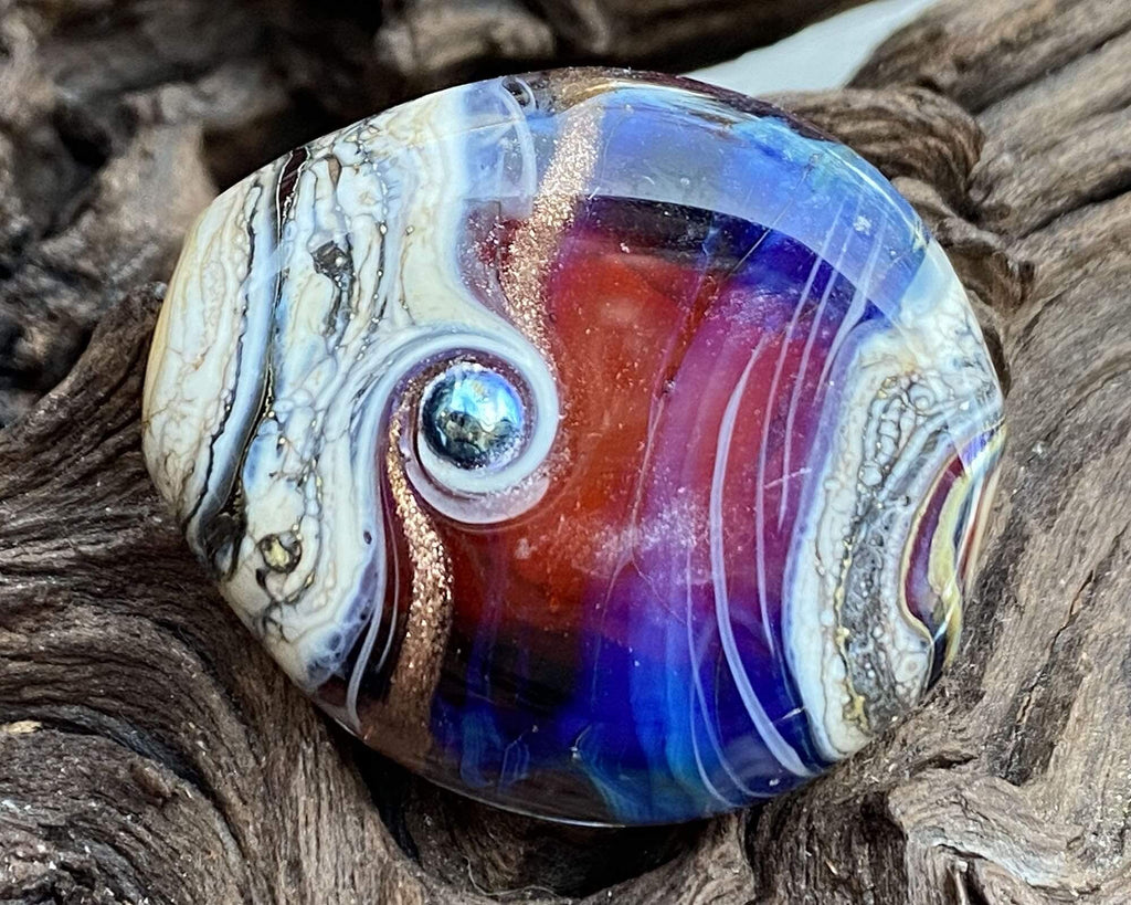 blue lampwork bead