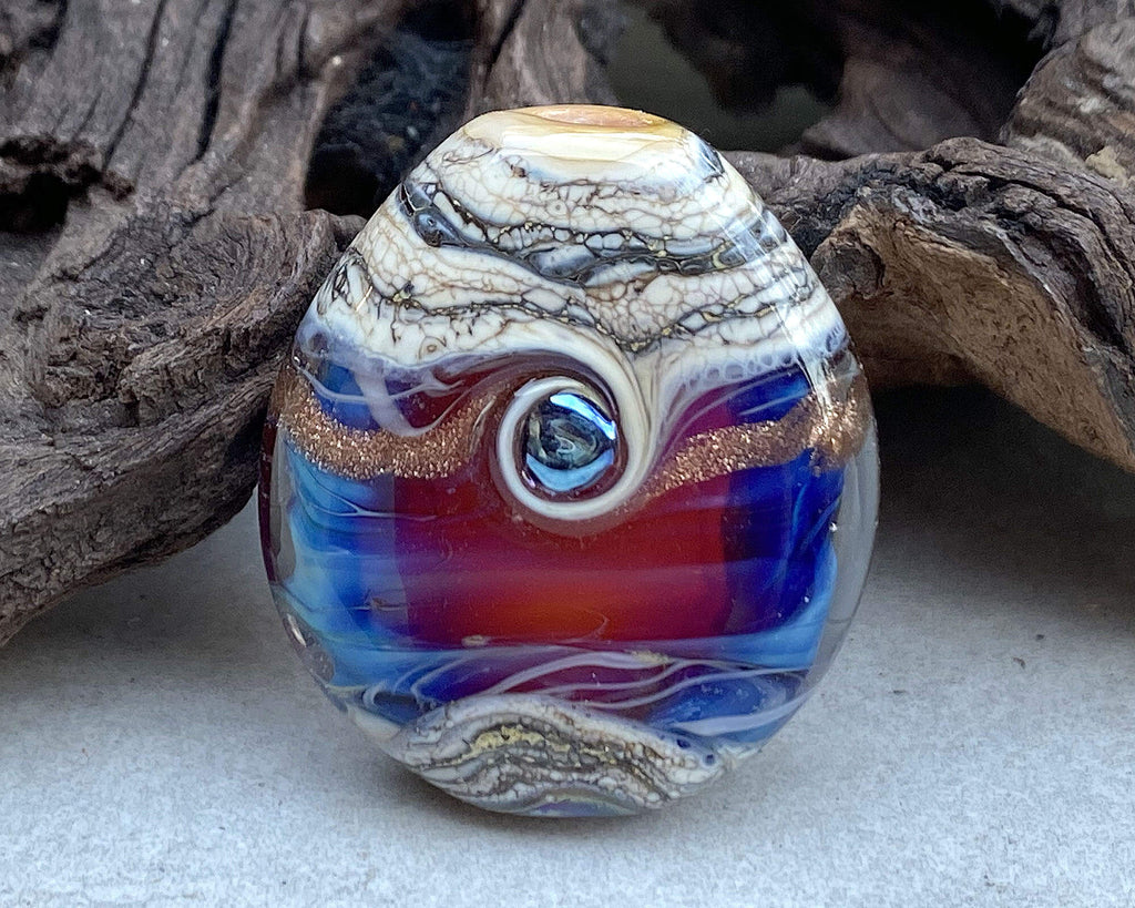 handmade blue focal bead