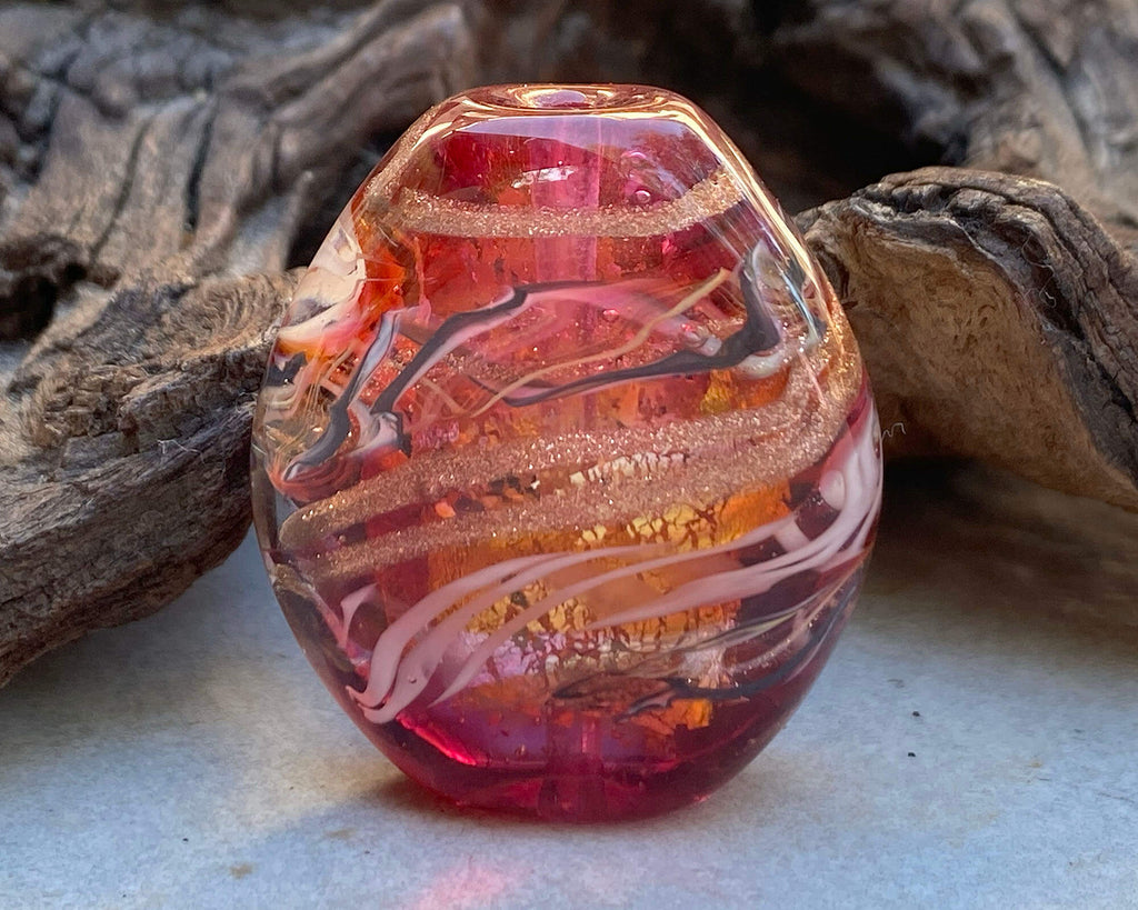 pink lampwork focal bead