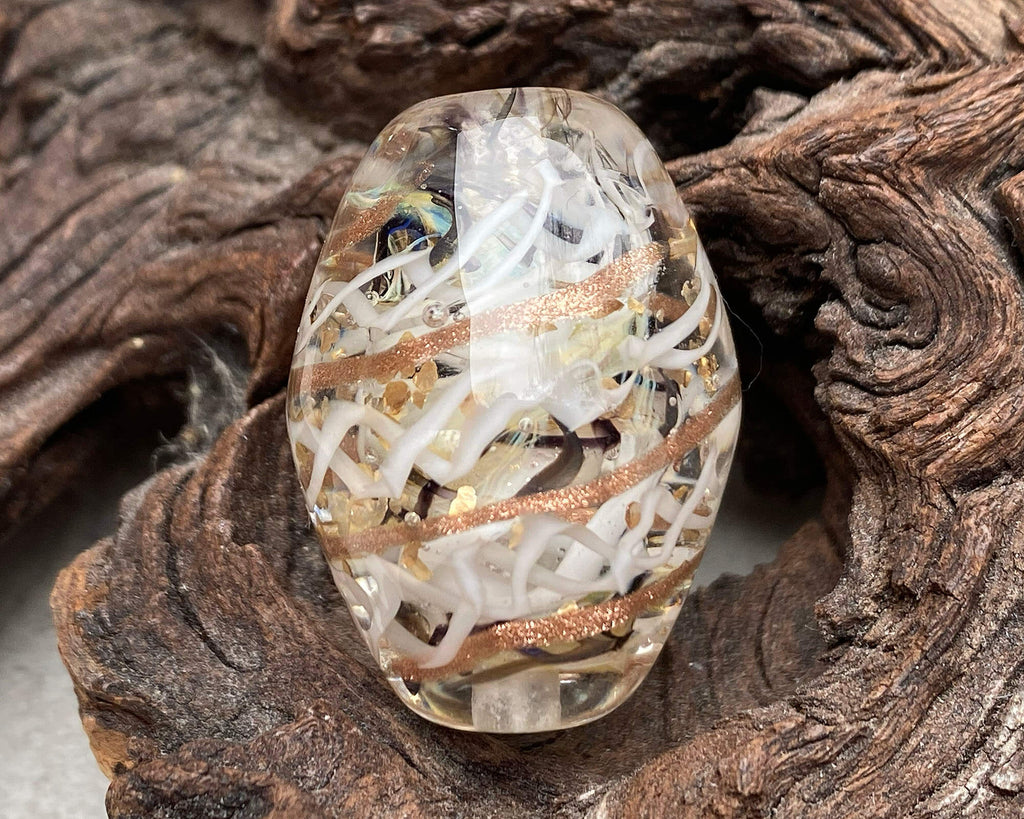 white gold lampwork bead