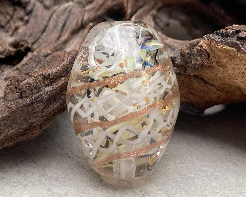 white gold lampwork bead