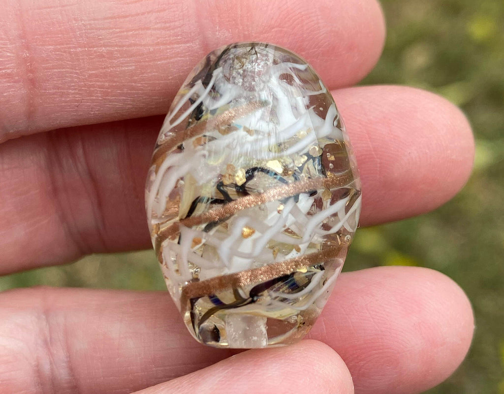 white gold lampwork bead