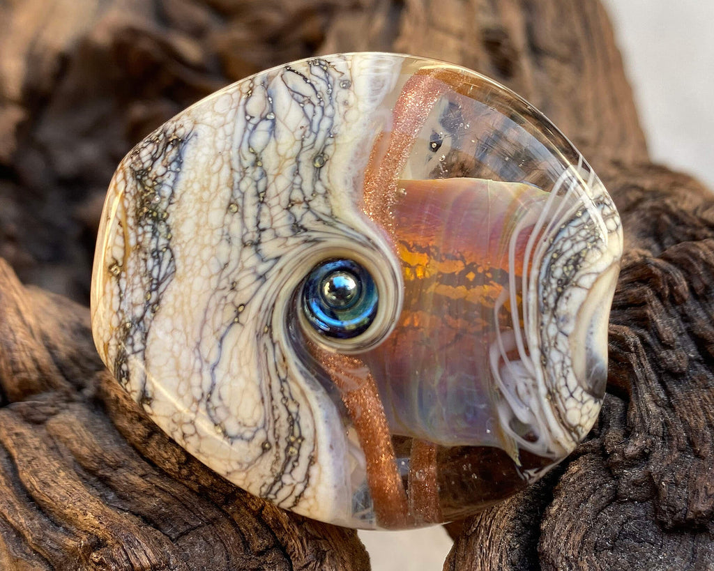 fire opal lampwork focal bead