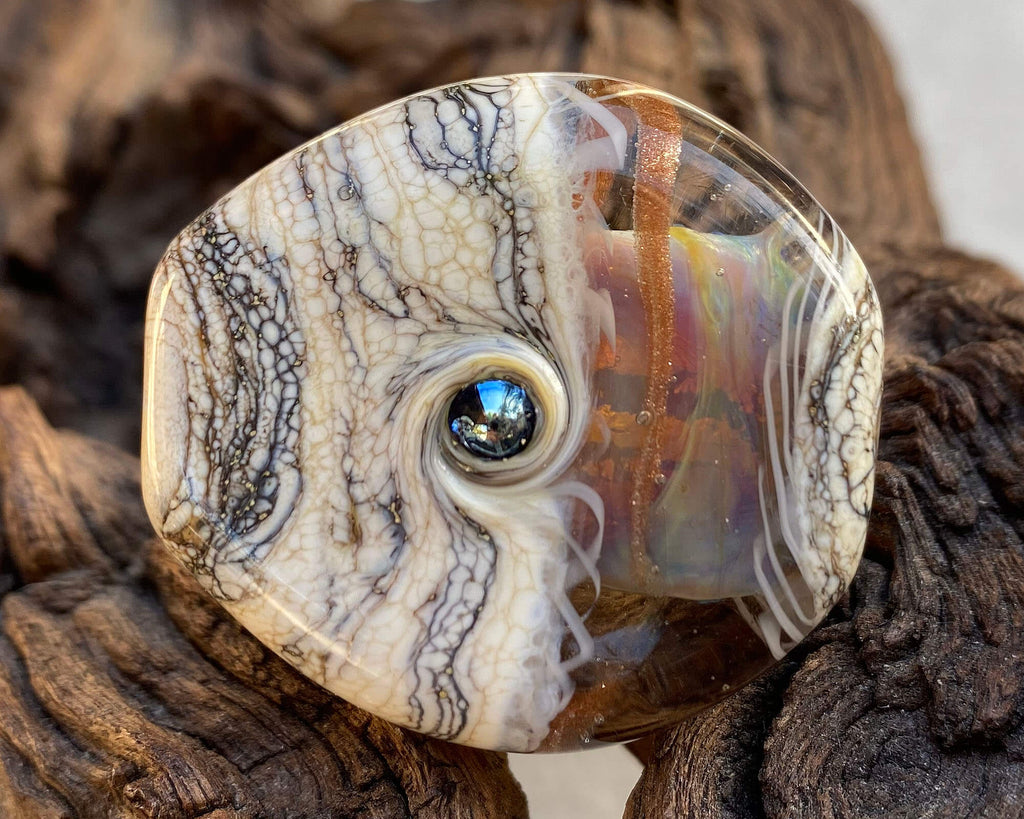 fire opal lampwork focal bead
