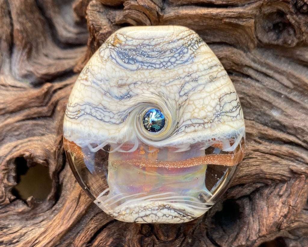 fire opal lampwork focal bead