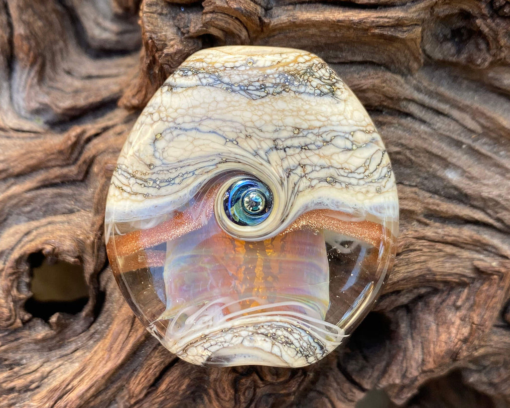 fire opal lampwork focal bead