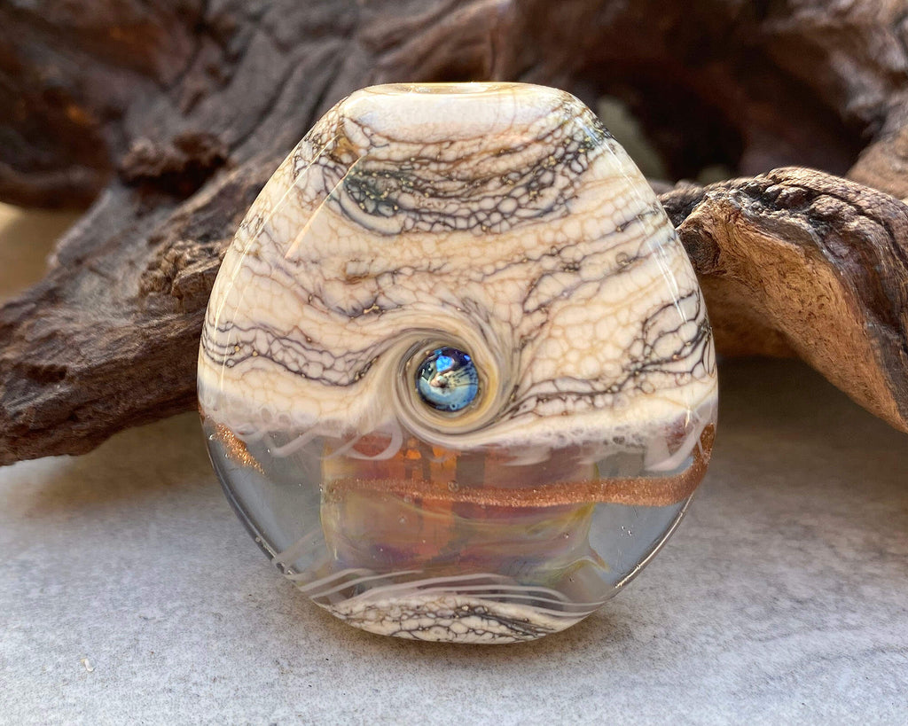 fire opal lampwork focal bead